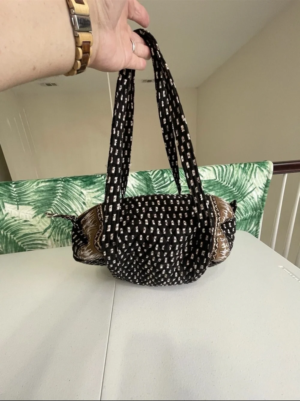 Vera Bradley Black and Brown Patterned Quilted Tote